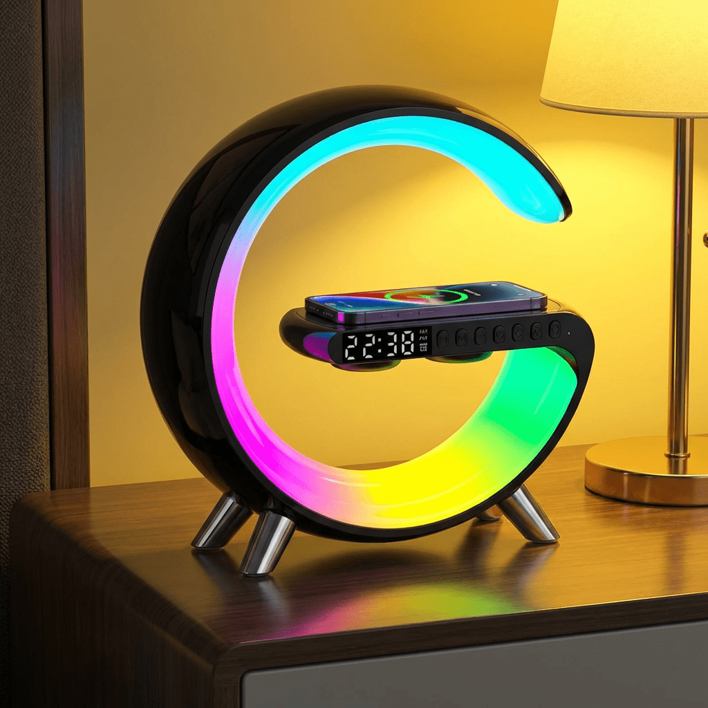 Smart LED Lamp with Bluetooth Speaker & Wireless Charger - GlowTech