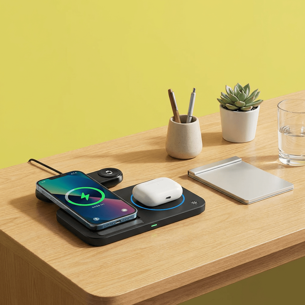 3 in 1 Wireless Charger Stand – Fast Charging for iPhone, Air Pods & Apple Watch - GlowTech