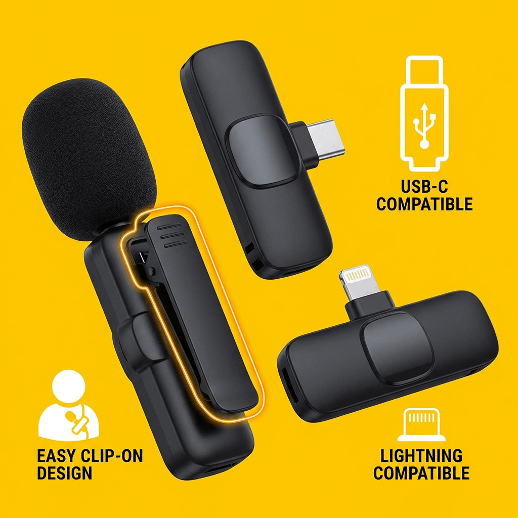 Wireless Lavalier Microphone – Clear Audio for iPhone & Android - GlowTech